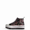 Asian Patchwork High-Top Platform Sneakers