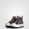 Asian Patchwork High-Top Platform Sneakers