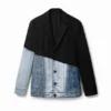 Bimaterial Denim Blazer