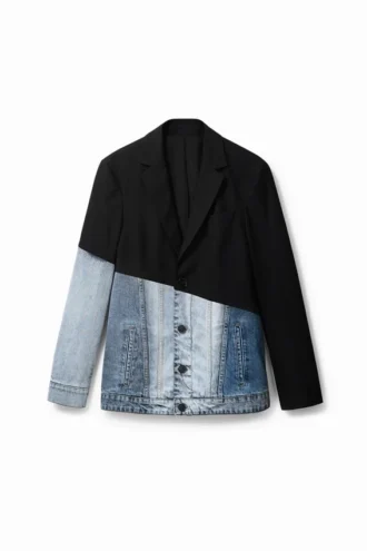 Bimaterial Denim Blazer