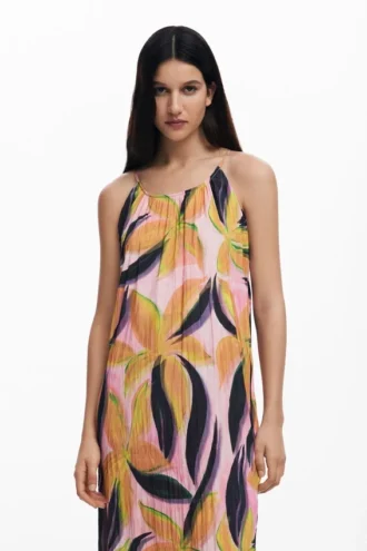 Crinkled Effect Midi Dress