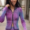 Double-Zip Knit Jacket