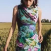 Draped Floral Dress