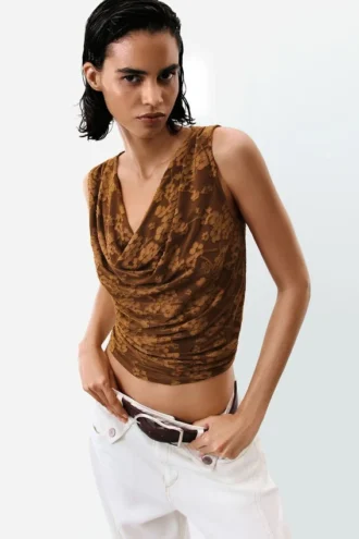Draped Sleeveless T-Shirt