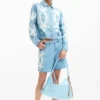 Embroidered Denim Bermuda