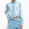 Embroidered Denim Bermuda