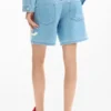 Embroidered Denim Bermuda