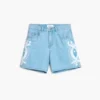 Embroidered Denim Bermuda
