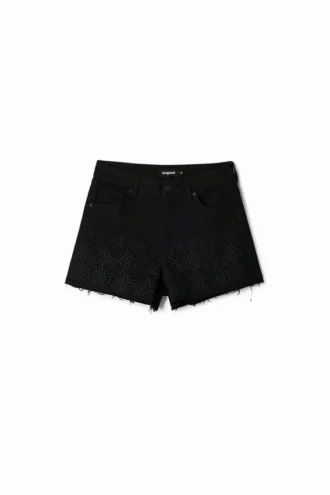 Embroidered Denim Shorts