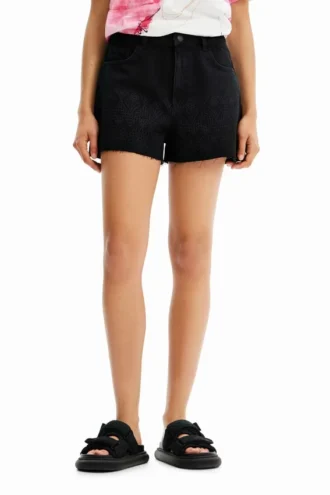 Embroidered Denim Shorts