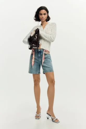 Embroidered Denim Shorts