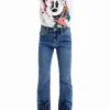 Embroidered Long Flare Jeans