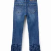 Embroidered Long Flare Jeans