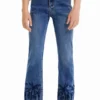 Embroidered Long Flare Jeans
