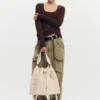 Embroidered Ruched Backpack