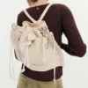 Embroidered Ruched Backpack