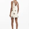 Embroidered Strap Dress with Branches