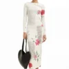 Fitted Text Midi Dress