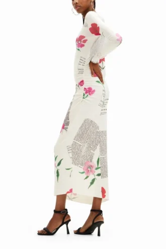 Fitted Text Midi Dress