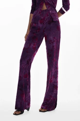 Flared Textured Fluid Pants