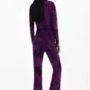 Flared Textured Fluid Pants