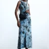 Flocked Midi Dress