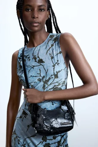Flocked Midi Dress