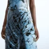 Flocked Midi Dress