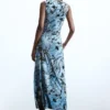 Flocked Midi Dress