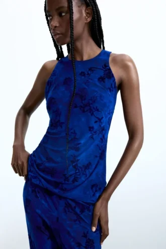 Flocked Strappy T-Shirt