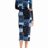 Floral Ribbed Midi Dress