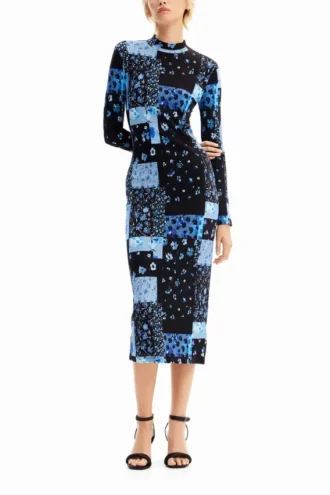 Floral Ribbed Midi Dress