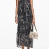 Halter Dress with Floral Illustrations