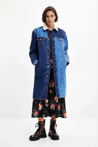Long Padded Denim Jacket