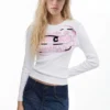Long-Sleeve T-Shirt with Pink Letters
