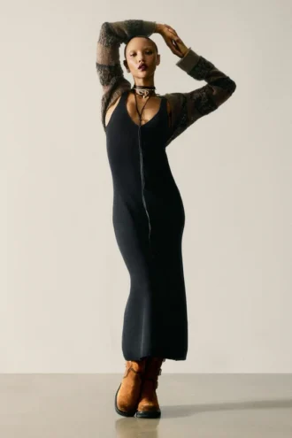 Long-Sleeved Knit Dress