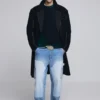 Long Striped Wool Coat