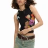 Mesh T-Shirt with Flowers