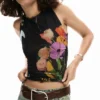 Mesh T-Shirt with Flowers