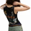 Mesh T-Shirt with Flowers