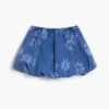 Peplum Denim Floral Skirt