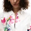 Pleated Long-Sleeve Floral Shirt