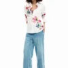 Pleated Long-Sleeve Floral Shirt