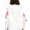 Pleated Long-Sleeve Floral Shirt