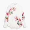 Pleated Long-Sleeve Floral Shirt