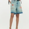 Printed Denim Bermuda