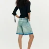 Printed Denim Bermuda