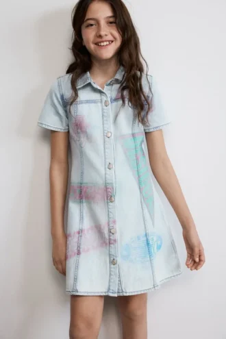 Printed Denim Dress