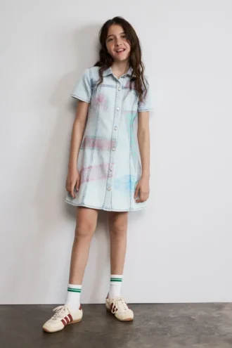 Printed Denim Dress