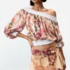 Printed Strapless Blouse